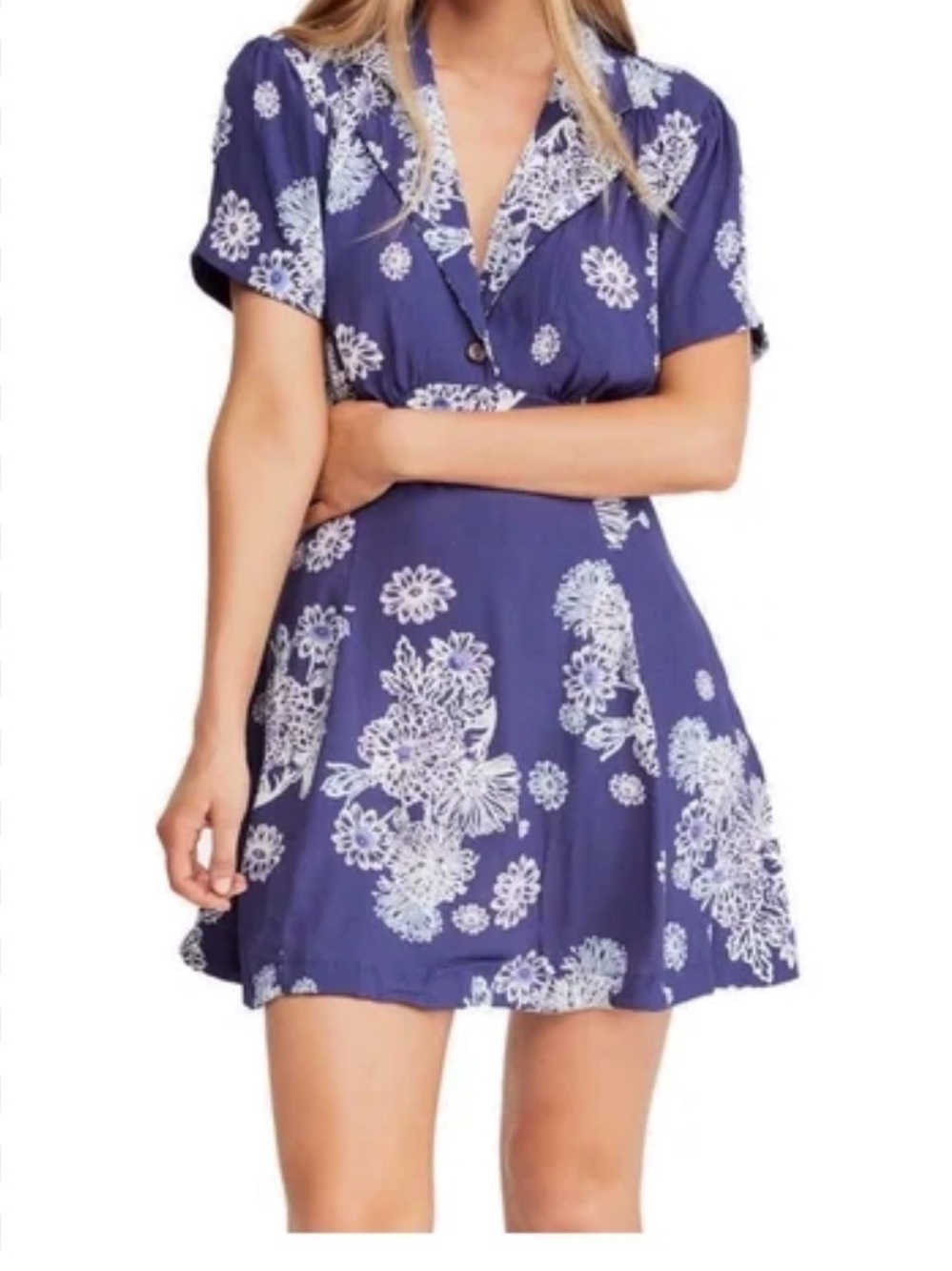 Free People Hawaii Floral Short Sleeve Dress